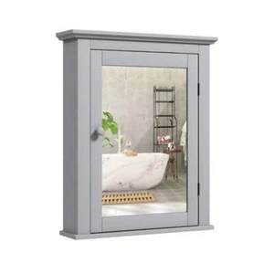 Cabinet With Height Adjustable Shelf For Bathroom Hallway Grey - Picture 1 of 2
