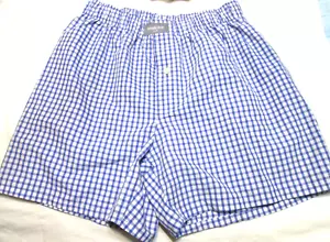 Boxer uomo GOODFELLLOW & CO-TG. S-1 PR-COTONE/POLIES BLU PLAID-NUOVO SENZA ETICHETTE-BOTTONE FLY - Foto 1 di 7