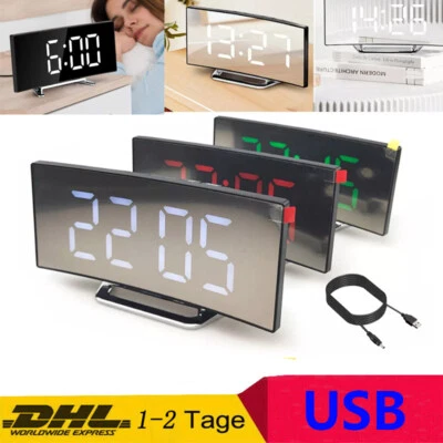LED Wecker Digital Alarmwecker USB Tischuhr Snooze Temperatur Schlummerfunktion - Bild 1 von 4