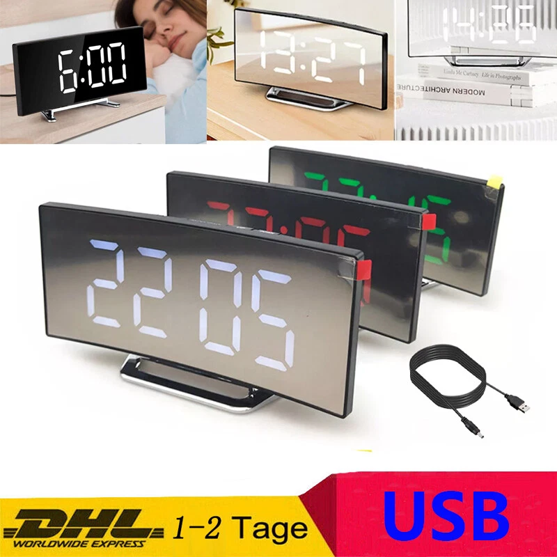 LED Wecker Digital Alarmwecker USB Tischuhr Snooze Temperatur Schlummerfunktion - Bild 1 von 4