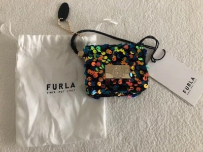 Furla original portachiavi/airpod case pochette in paillettes multicolor - Изображение 1 из 3