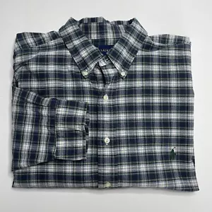 Camisa Ralph Lauren Para Hombre 2XL Verde/Blanco A Cuadros Abotonada Clásica Manga Larga - Imagen 1 de 15