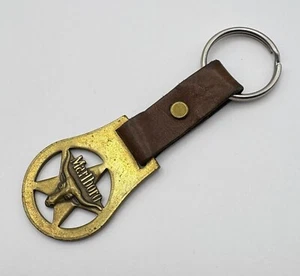 Vintage Marlboro Messing & Leder Schlüsselanhänger mit Western Stern & Stier Design - Bild 1 von 7