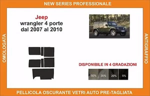 pellicola oscurante vetri pre-tagliata Jeep wrangler 4 porte dal 2007-2010 post - Picture 1 of 1