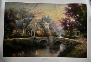 Thomas Kinkade ""Lamplight Manor"" Lampenlicht Spur VI signiert 18x27 Leinwand Coa - Bild 1 von 6