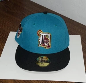 New Era Hat Club Detroit Tigers Blue Black Grey UV Cool Fashion Size 7 1/8 Cap - Picture 1 of 4