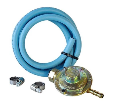 REGOLATORE BASSA PRESSIONE CUCINE STUFE BARBECUE GAS + 2M DI TUBO + 2 FASCETTE