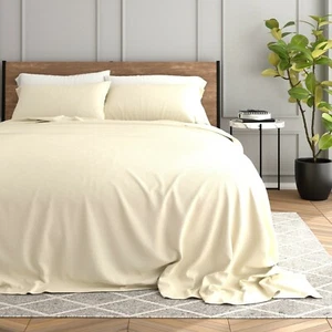 4PC Cozy Flannel Bed Sheet Set Ultra Soft 100% Cotton, Kaycie Gray Fashion - Picture 1 of 93