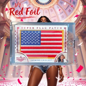 2024 DECISION JASMINE CROCKETT SUPER FLAG PATCH RED FOIL 1/1 RESIST TRUMP 2024! - Picture 1 of 2