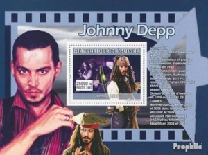 Guinea bloque 1354 (completa. edición) nuevo con goma original 2007 Johnny Depp - Imagen 1 de 1