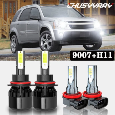For Chevrolet Equinox 2005-2009 4X 6000K LED Headlight Hi/Lo + Fog Light Bulbs - Image 1 of 4