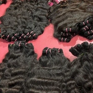 Indian Curly Human Hair Weave Bundle Natural Color Remy Hair Extensions - Picture 1 of 8