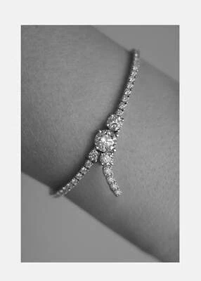 4.75ct VS1 G Round cut GIA Certified Lab Grown Diamond Serif Tennis Bracelet - Image 1 of 4