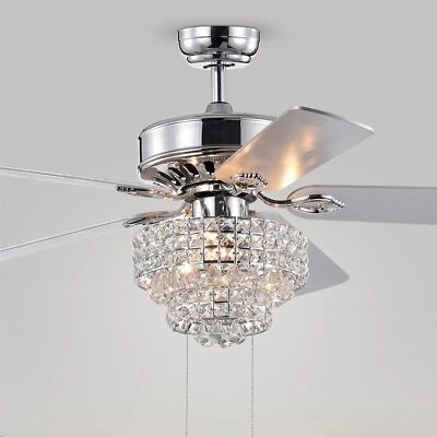 Bryanya 5-Blade 52-inch Chrome Lighted Ceiling Fans Pull Chain - Image 1 of 4