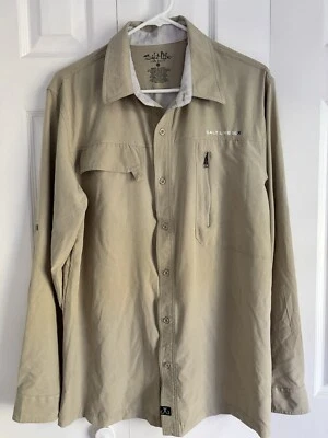 Camisa de pesca Salt Life SLX UVapor manga larga con botones ventilada bronceada para hombre grande Foto 1 de 4