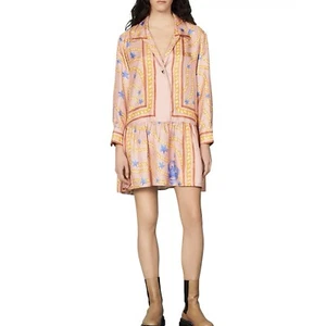Sandro Alexiane Star Print Silk Mini Dress Size 40 - Picture 1 of 8