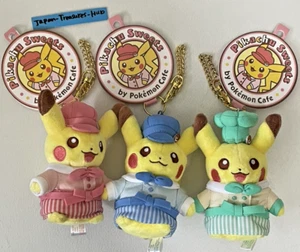Pikachu Sweets by Pokemon Cafe Limited Set di 3 Mascotte Portachiavi Peluche Nuovo con etichette - Foto 1 di 24