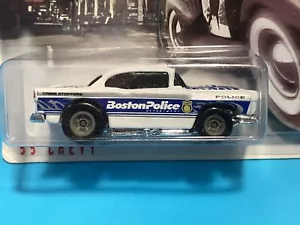 Vintage Hot Wheels Cop Rods Boston Police Dept '55 Chevy w Real Riders Carded - Picture 1 of 7