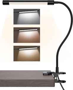 LED Desk Lamp with Clamp - Adjustable 3 Color Modes,Flexible swan-neck lamp - Picture 1 of 9