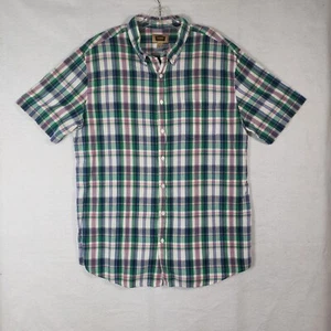 Foundry Shirt Mens XLT XLarge Tall Blue Green Plaid Pocket Short Sleeve - Picture 1 of 9