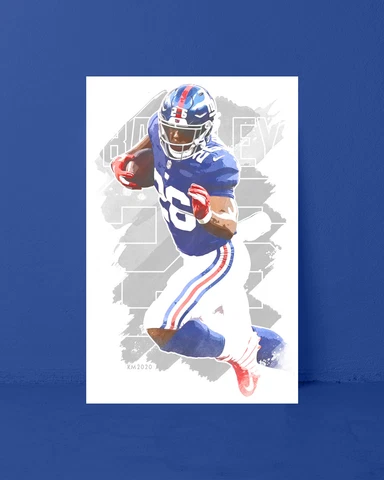 SAQUON BARKLEY watercolor painting art print/poster NEW YORK GIANTS FREE S&H! Cover