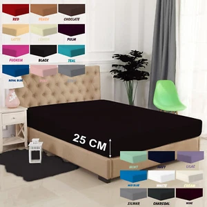 Lenzuola aderenti profonde 25 cm 100% policotone lenzuola letto singole doppie king size - Foto 1 di 23