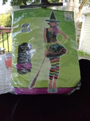 Disfraz/Cosplay Bruja Neón Junior Mediano 7-9 Nuevo Completo En Paquete  Foto 1 de 4