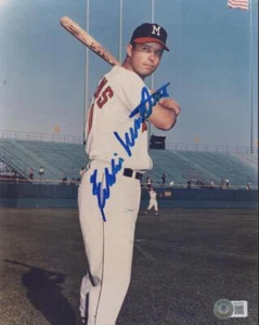 EDDIE MATHEWS MILWAUKEE BRAVES SIGNED AUTOGRAPHED 8X10 PHOTO W/ COA - Picture 1 of 1
