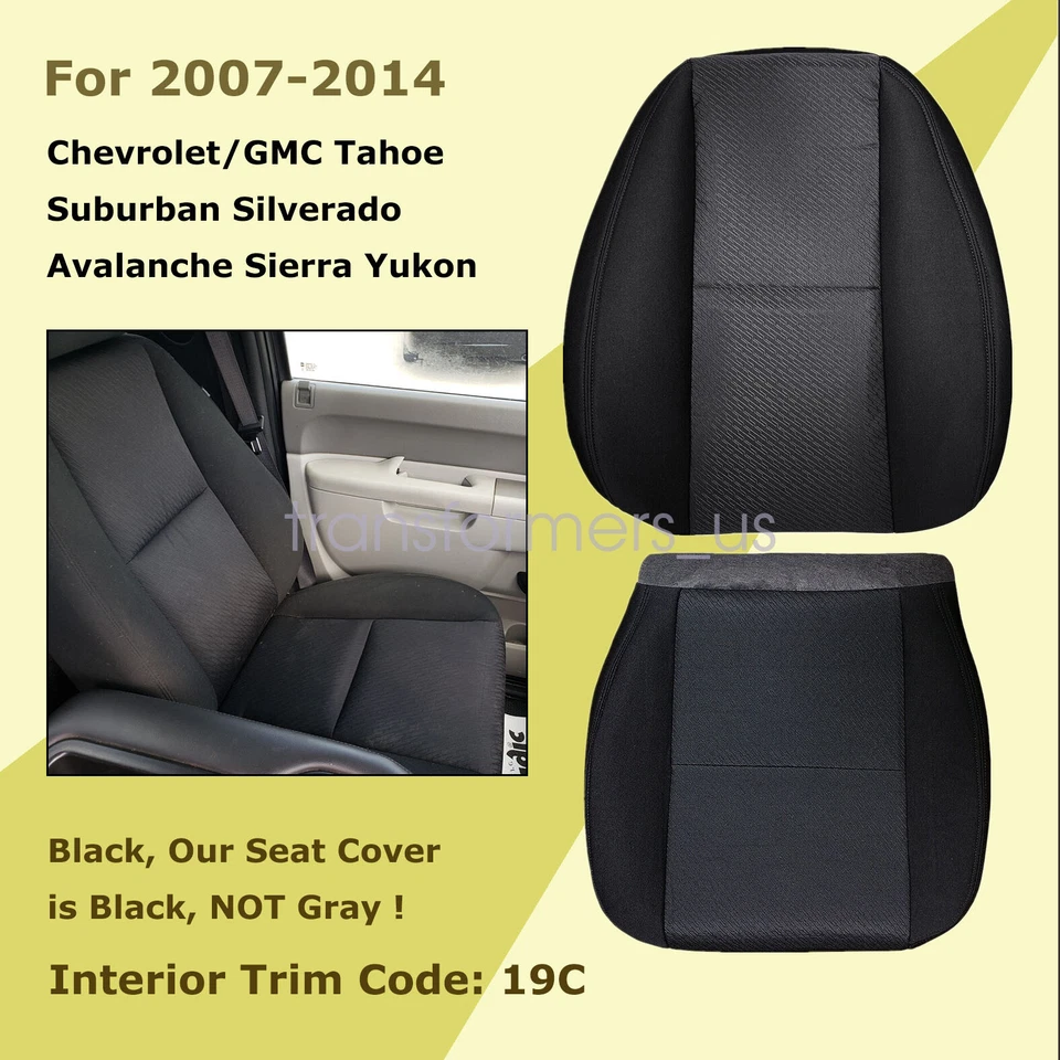For 2007-2014 Chevy Suburban 1500 2500 Driver Bottom+Top Cloth Seat Cover Black - Image 1 of 4