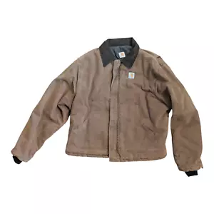 Carhartt Detroit Lined Chore Jacket Brown With Hook & Loop + Zip Closure XXL - Picture 1 of 15