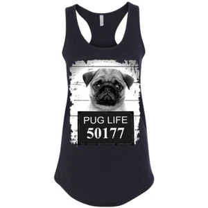 ┥ Top sin mangas Pug Life Mugshot para mujer divertida linda cachorro pug perros pequeños regalo amante - Imagen 1 de 4
