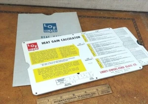 NOS Vintage -Calculator Slide Rule - Libby Owens Ford -Heat Gain Calculator 1957 - Picture 1 of 11
