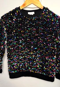 Stella McCartney Kids Girls Sequin Fleece Sweatshirt Size 10 Sparkle - Picture 1 of 10