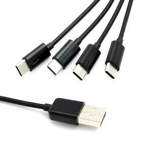 Câble chargeur noir 50 cm USB vers 4 type C alimentation 4 appareils type c à la fois 4 en 1 - Photo 1 sur 4