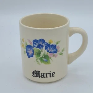 Marie Coffee Tea Cup Mug Blue Morning Glory Flowers England 10oz Vintage - Picture 1 of 9