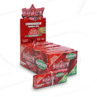 Papeles de liar Juicy Jays 1 1/4 Connoisseur - Frambuesa, caja completa Foto 1 de 4