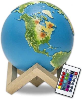 "Lámpara de Tierra Impresión 3D Luz Nocturna Recargable 16 Colores Control Remoto 6""" Foto 1 de 4