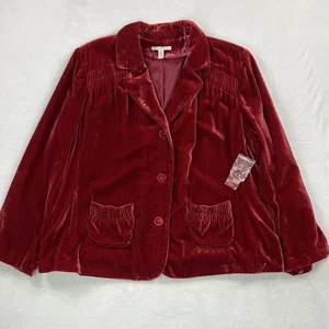 Blazer Mujer Colección JM Terciopelo Rojo 24W Chaqueta Elástica Forrada Un Pecho - Imagen 1 de 12