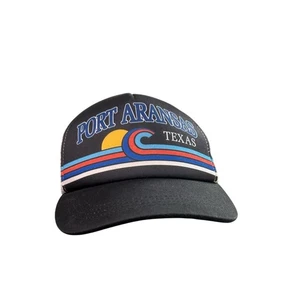 Port Aransas Texas Black Cap retro inspired trucker mesh SnapBack - some wear - Picture 1 of 5