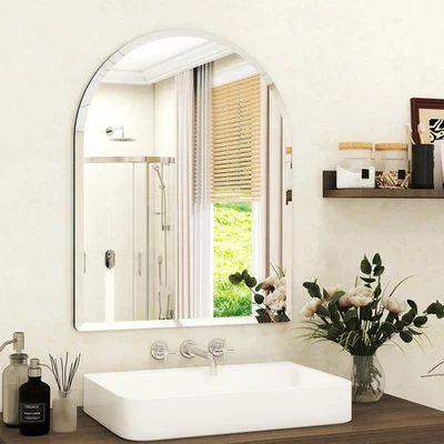 24" x 26" Frameless Bathroom Mirror, Arched Wall Mounted Mirror with Polished... - Image 1 of 4