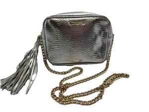 Victoria's Secret Purse Metallic Silver Crossbody Gold Chain Shoulder Bag - Picture 1 of 6