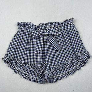 Misa Los Angeles Shorts Damen klein blau Gingham Rüschen Paperbag Taille hergestellt in den USA - Bild 1 von 7