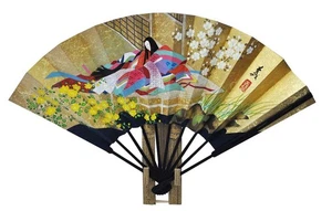Ventaglio Kyoto ventaglio decorazione double face Yamabukihime/fiori di ciliegio con ventaglio st - Foto 1 di 4