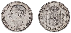 1 SILVER PESETA / 1 PESETA PLATA. ALFONSO XII. MADRID, 1876*. VF+ / MBC+. - Imagen 1 de 1