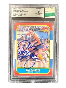 Dan Schayes 1986-87 Fleer NBA #98 Jersey Fusion GU Shoe Patch/On Card BGS 9 AUTO - Picture 1 of 3