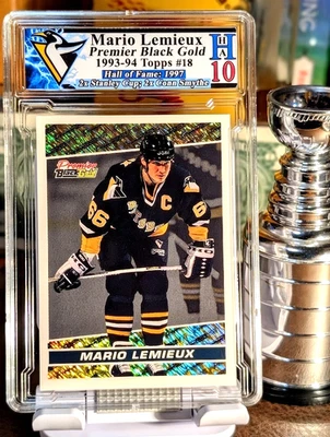 Mario Lemieux 1993-94 O-Pee-Chee Premier Negro Dorado #18 INSERTO ESPECIAL HHA 10 Foto 1 de 4