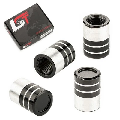 4x Aluminium Cylinder Dust Cap with Seal Silver Black for subaru - Image 1 of 4