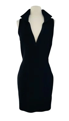 Vestido polo feminino Aritzia Babaton Scult malha tamanho GG gola V bodycon com nervuras preto - Imagem 1 de 4