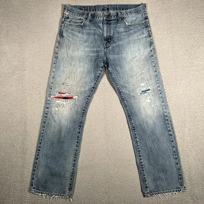 Denim & Supply Ralph Lauren Jeans Mens 36x32 Blue Slouch Straight Fit Distressed - Image 1 of 4