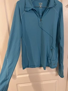 Mountain Hardware 1/4 Zip Fleece Pullover Long Sleeves Blue Women's XL Hiking - Picture 1 of 4